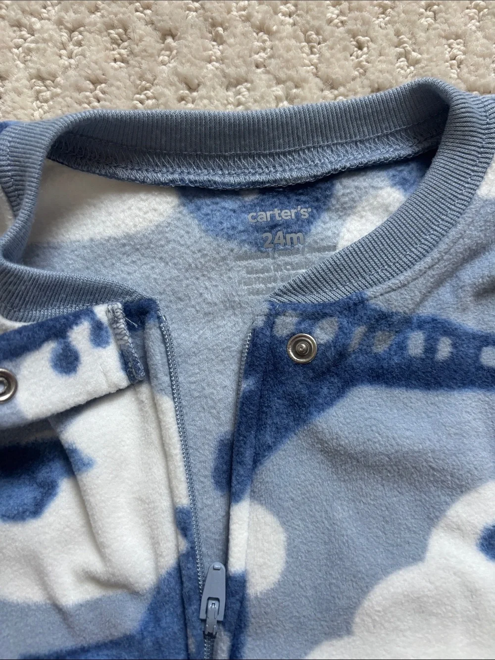 Carter's Blue Airplane Fleece Footed One-Piece, Size 24m